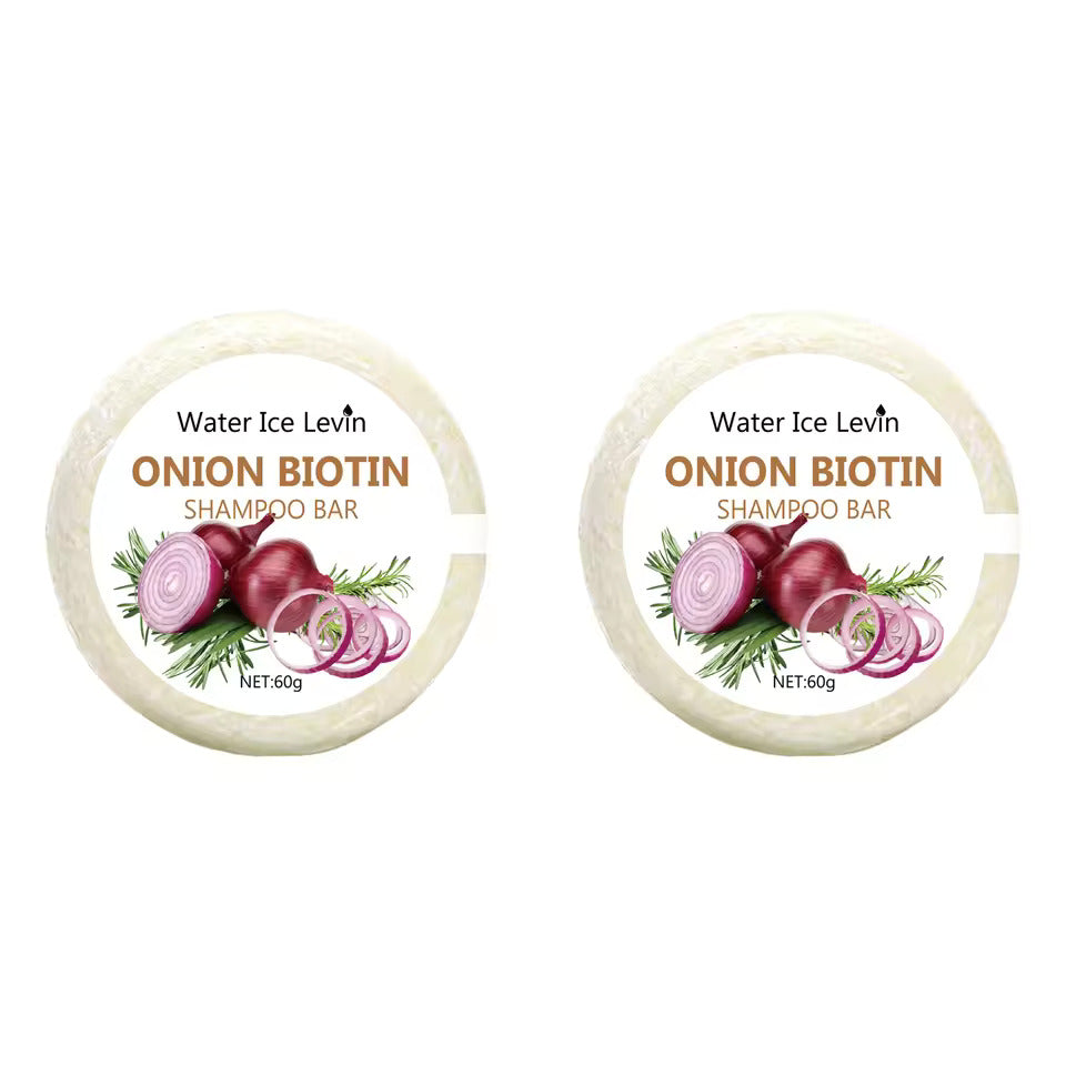 A handmade 60g shampoo bar combining biotin, onion extract soap
