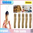 Palo Santo sticks with a hand holding one, burning stick, and a person using it in a yoga pose.