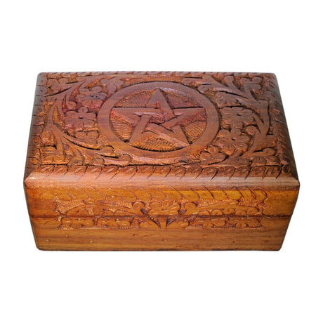 Pentacle Carved Wooden Box