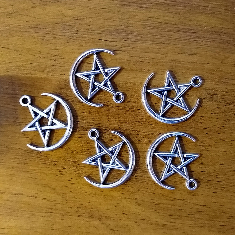 Pentagram within New Moon Charm