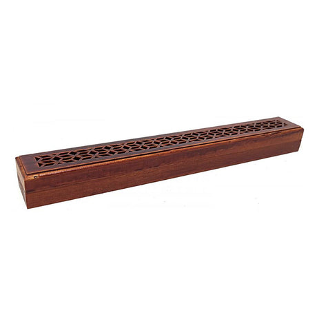 Rosewood Finish Wood Incense Box Burner - Medium