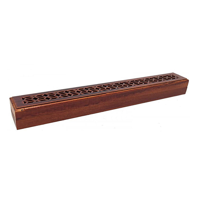 Rosewood Finish Wood Incense Box Burner - Medium