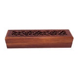Rosewood Finish Wood Incense Box Burner - Small