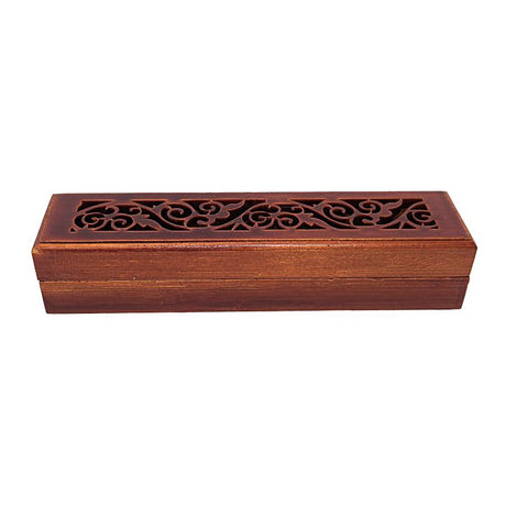 Rosewood Finish Wood Incense Box Burner - Small