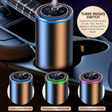 Car-mounted diffuser with three light modes on a car cup holder background