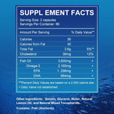 Supplement facts label with detailed nutritional information on a blue background