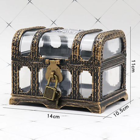 Decorative treasure chest with a lock on a white background