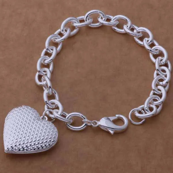 925 Sterling Silver Heart Chain Bracelet