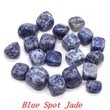 Blue spot jade stones on a white background with 'Blue Spot Jade' text.