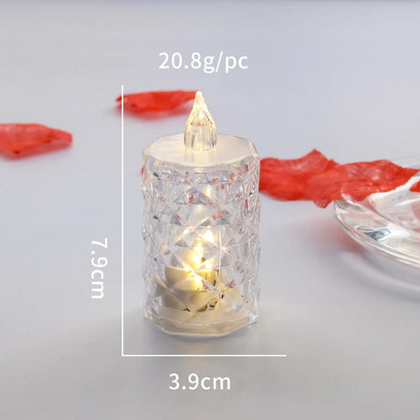 Small decorative candle with measurements on a light gray background