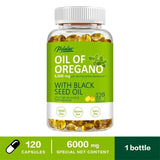 Bottle of Picalac Oil of Oregano with Black Seed Oil on a white background