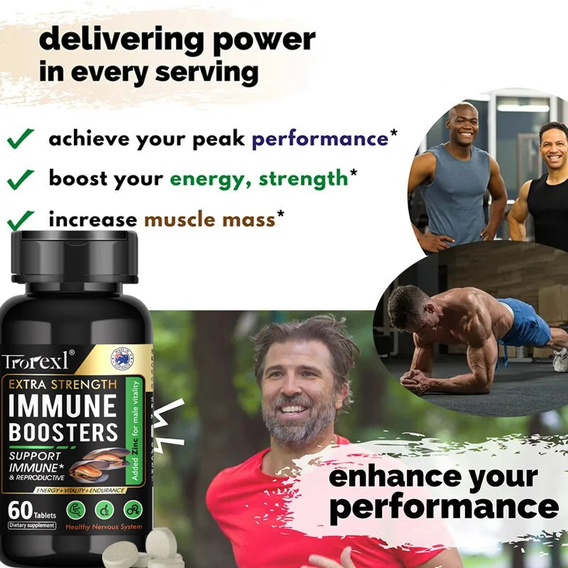 Supplement bottle with promotional text and images of people exercising and smiling.