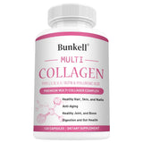 Bottle of Bunkell Multi Collagen supplement on a white background