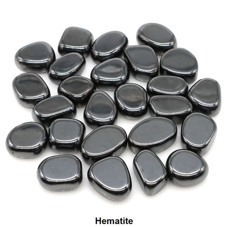 Hematite stones on a white background