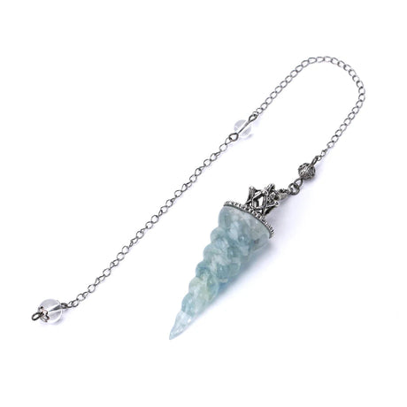 Crystal pendant with chain on a white background