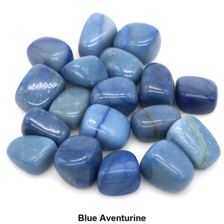 Blue aventurine stones on a white background