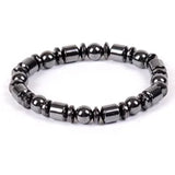 Black beaded bracelet on a white background