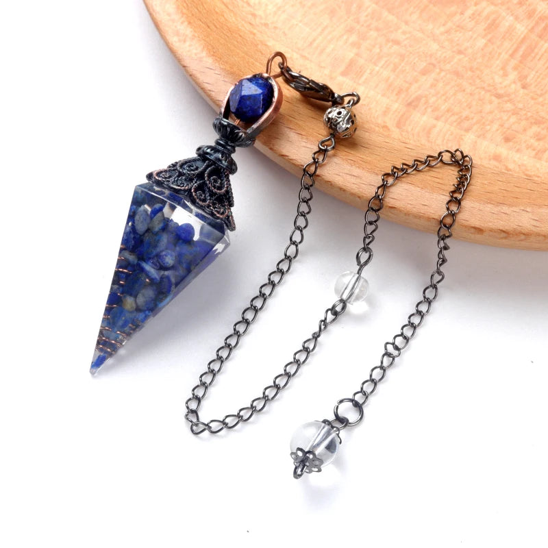 Necklace with blue pendant on a white background