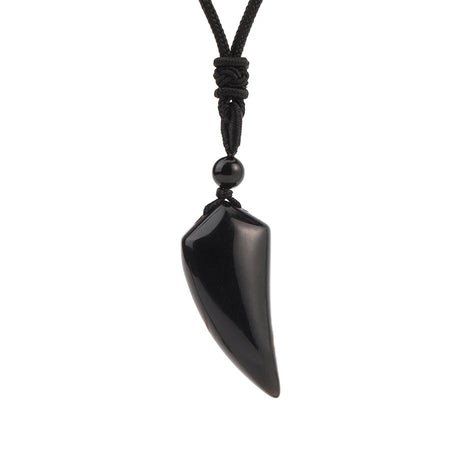 Black arrowhead pendant necklace on a white background