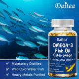 Daitea Omega-3 Fish Oil Ester omega supplement bottle with fish underwater background