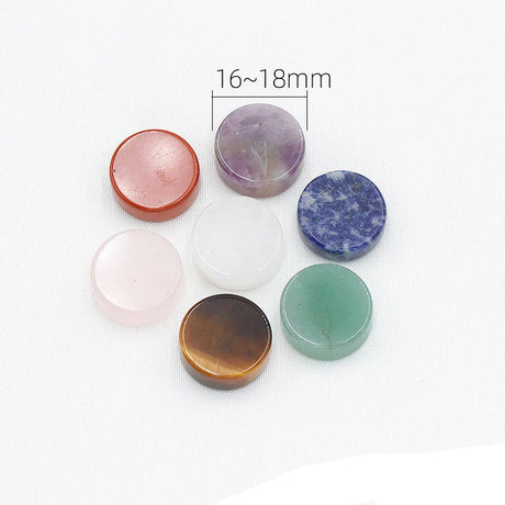 Set of colorful gemstone stones with size measurement on a white background