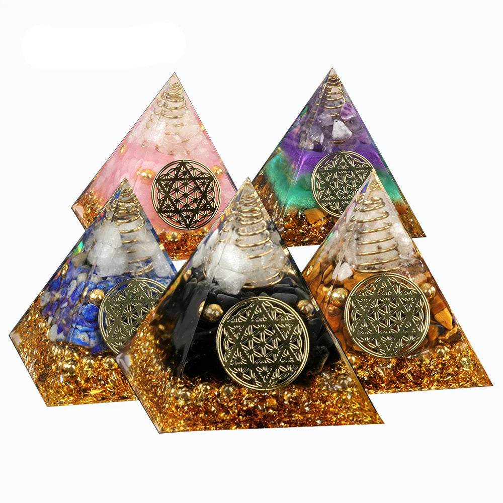 Triangular pyramid with decorative elements on a white background