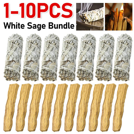 White Sage Bundle with wooden sticks on a white background