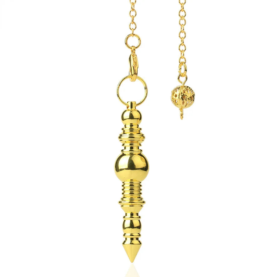 Gold pendant necklace on a white background