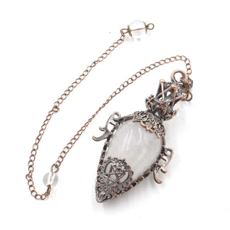 Necklace with a decorative pendant on a white background