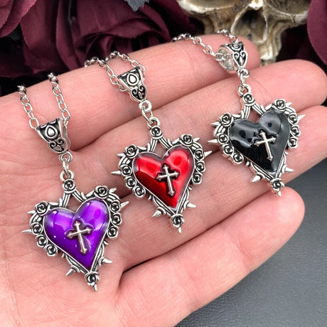 Death Cross Heart Necklace