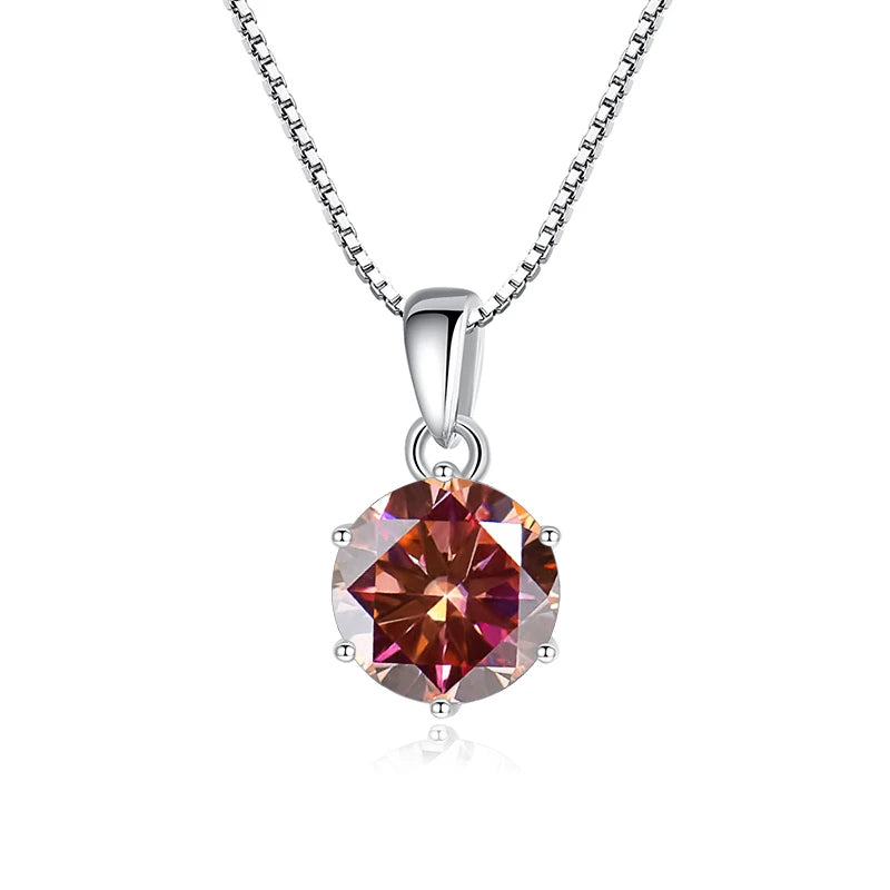 Diamond necklace with a red gemstone on a white background