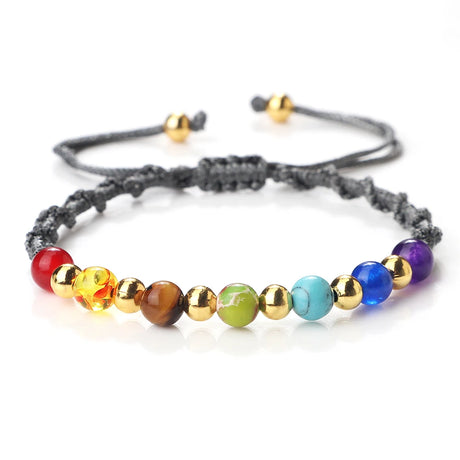 Multicolored beaded bracelet on a white background