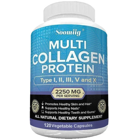 Soomiiq Multi Collagen Protein supplement bottle on a white background