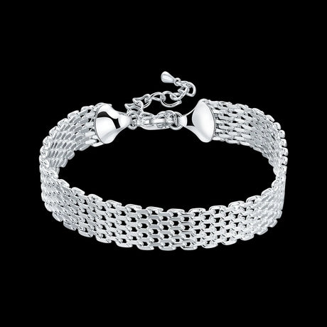 Silver bracelet on a black background
