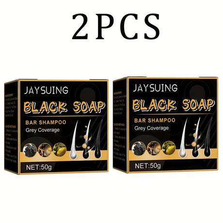 Two boxes of Jaysuing Black Soap Bar Shampoo on a white background
