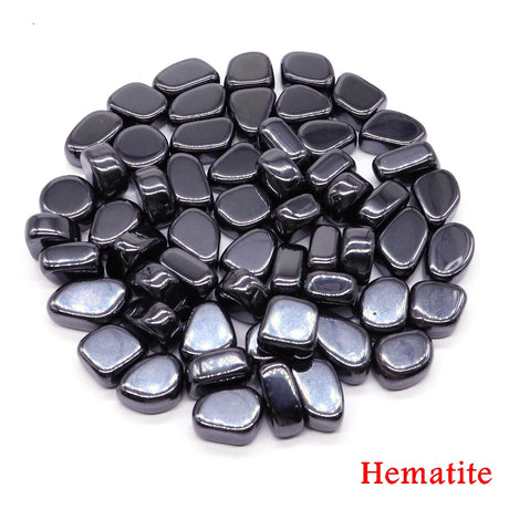 Collection of Hematite stones on a white background