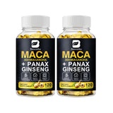 Two bottles of Beworth's Maca Ashwagandha + Panax Ginseng dietary supplements on a white background.