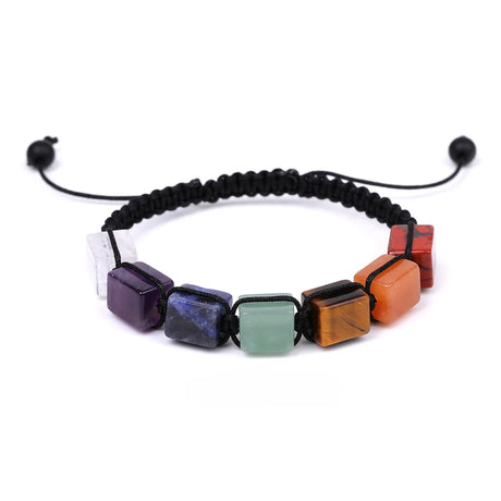 Multicolored beaded bracelet on a white background