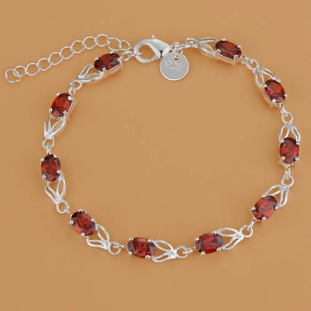 925 Sterling Silver Heart Chain Bracelet