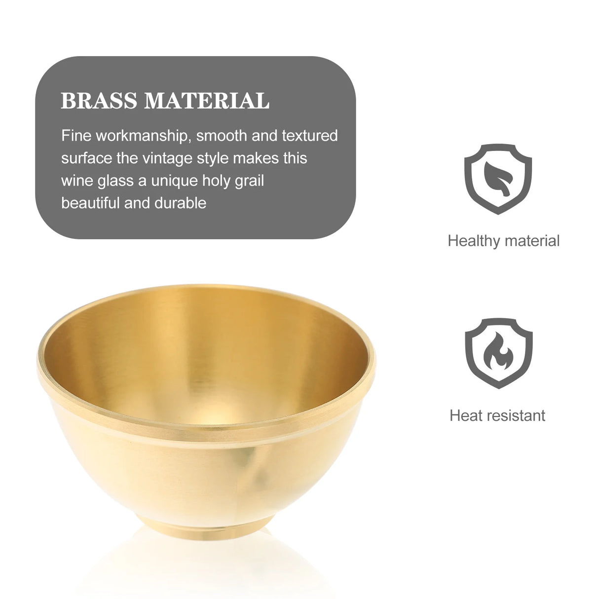 Gold bowl with brass material properties on a white background