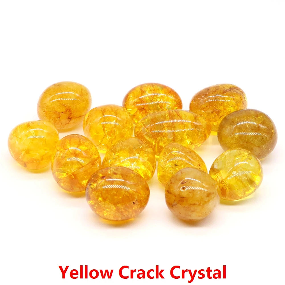 Yellow crack crystal beads on a white background with 'Yellow Crack Crystal' text.