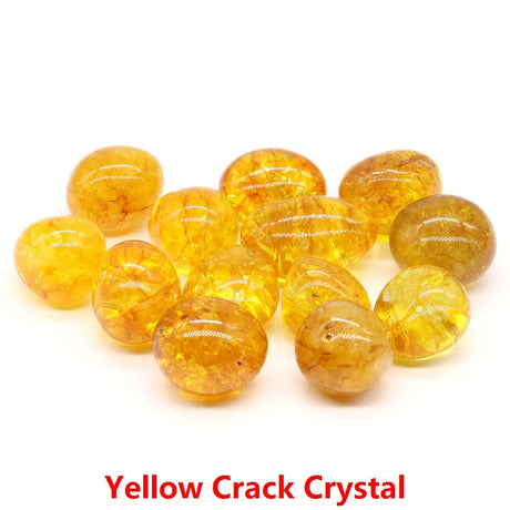 Yellow crack crystal beads on a white background with 'Yellow Crack Crystal' text.