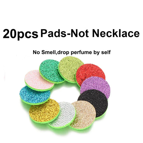 Colorful pads arranged in a circular pattern with text indicating they are not a necklace.