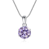 Purple gemstone necklace on a white background