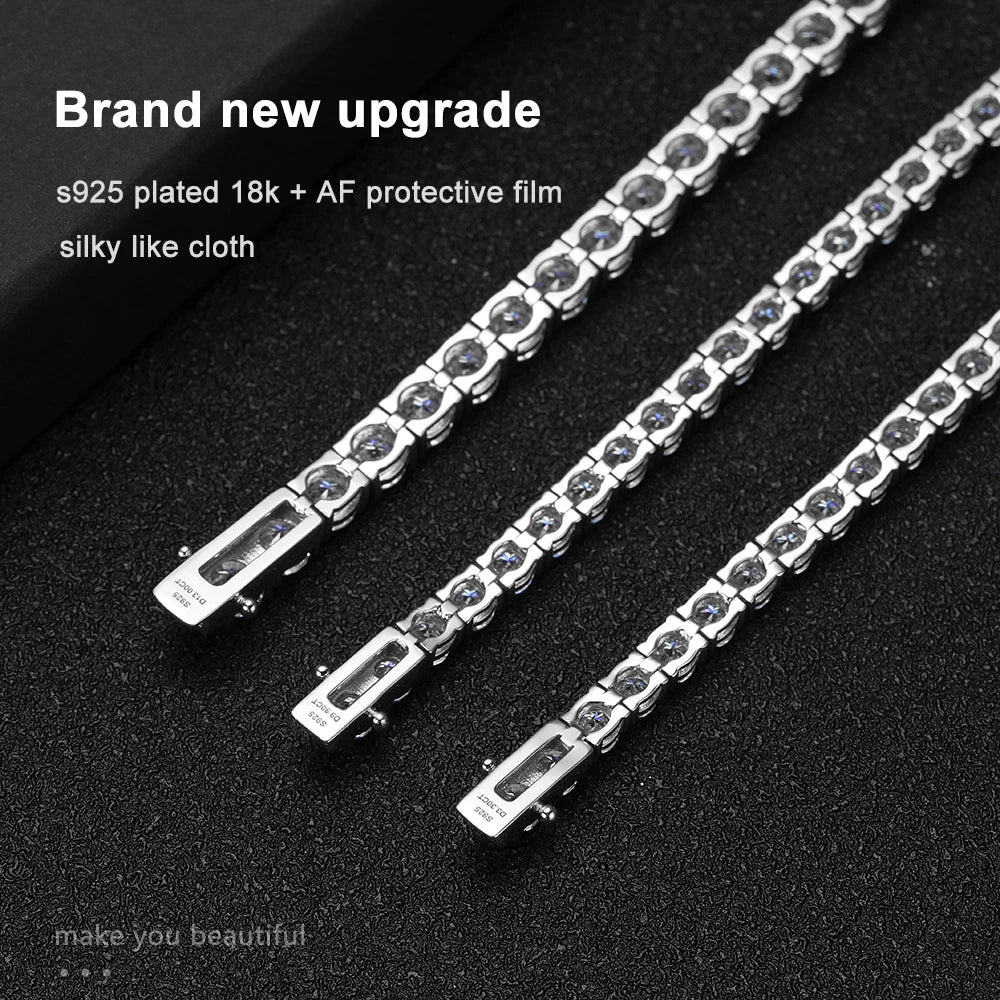 Silver bracelet with s925 plating and AF protective film on a dark background