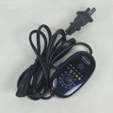 Black electronic device with a cord on a white background