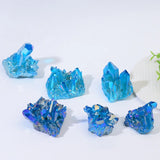 Set of blue crystal-like objects on a white background
