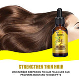 Bottle of '7 Days Eelhoe Germinal Oil' with a woman's hair in the background, on a white and yellow gradient background.