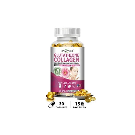 Bottle of Balancer Glutathione Collagen supplement on a white background
