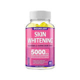 Bottle of BCUELOV Skin Whitening supplements with pink label on a white background